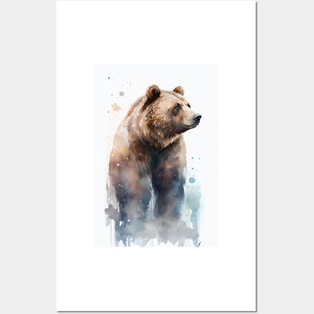 Ornamental Watercolor Grizzly Wall Art by Abili-Tees